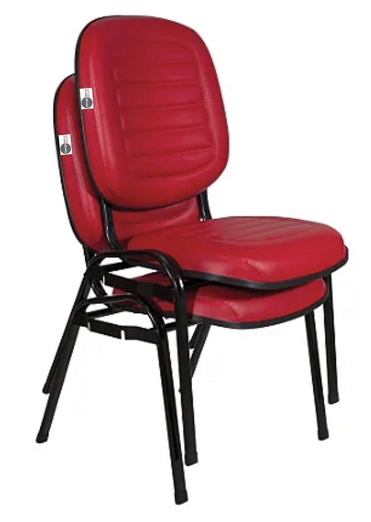 02 Cadeiras Empilhável para Igrejas Evangélicas Linha Holy Vermelho