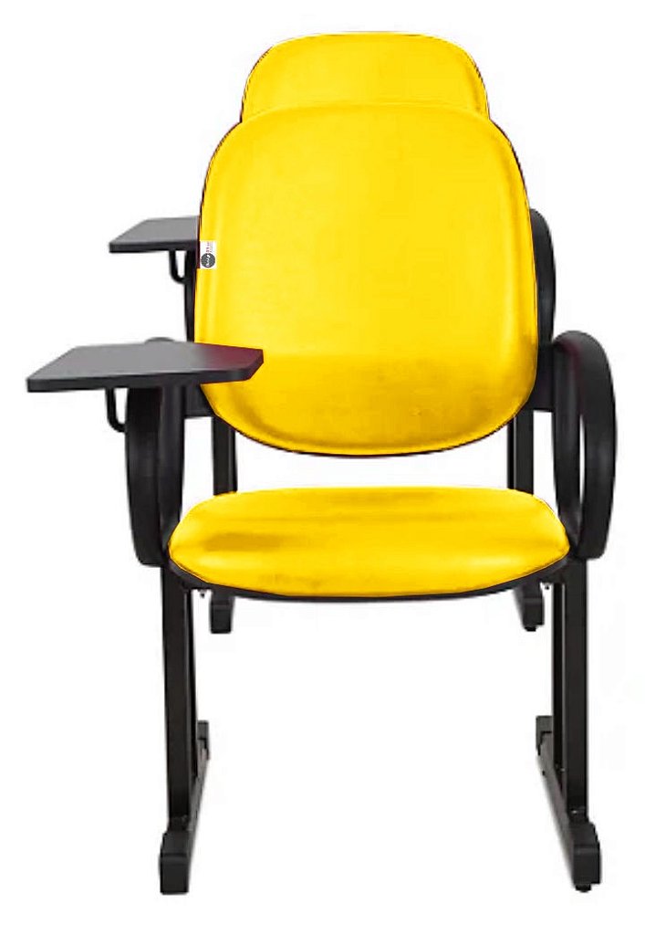 02 Cadeiras Escolar para Auditório e Escolas com Prancheta Linha Dallas Auditório Amarelo
