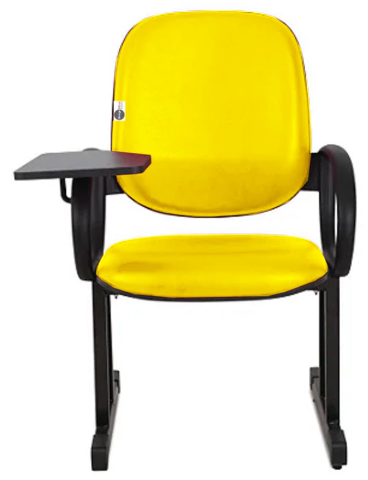 02 Cadeiras Escolar para Auditório e Escolas com Prancheta Linha Dallas Auditório Amarelo