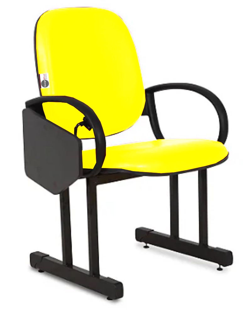 02 Cadeiras Escolar para Auditório e Escolas com Prancheta Linha Dallas Auditório Amarelo