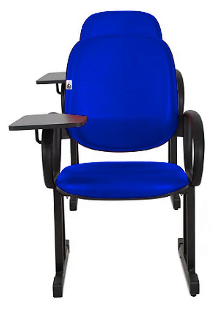 02 Cadeiras Escolar para Auditório e Escolas com Prancheta Linha Dallas Auditório Azul