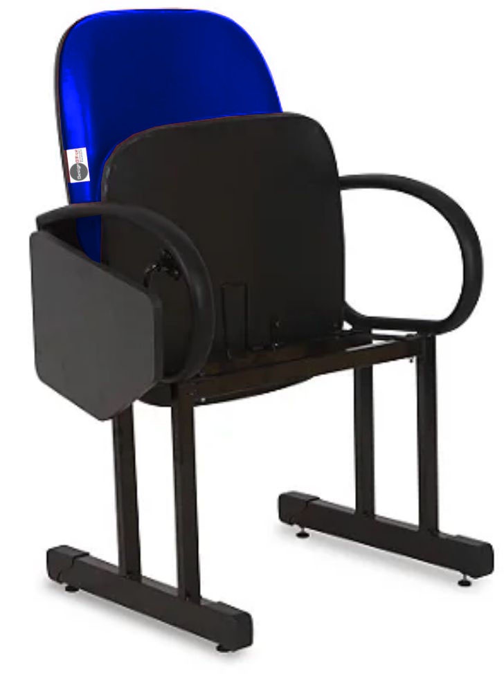 02 Cadeiras Escolar para Auditório e Escolas com Prancheta Linha Dallas Auditório Azul