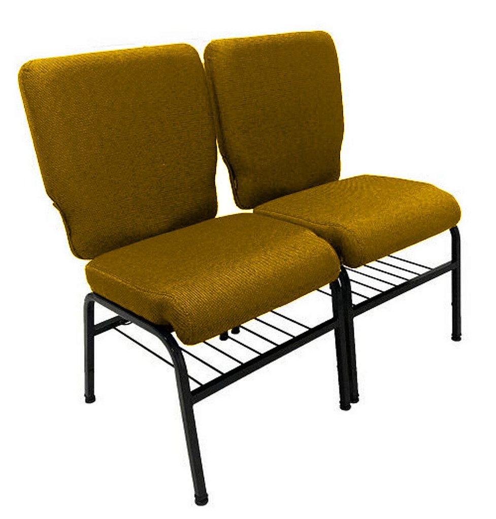 02 Cadeiras para Igrejas c/ Porta Biblía e Porta Cálice Amarelo