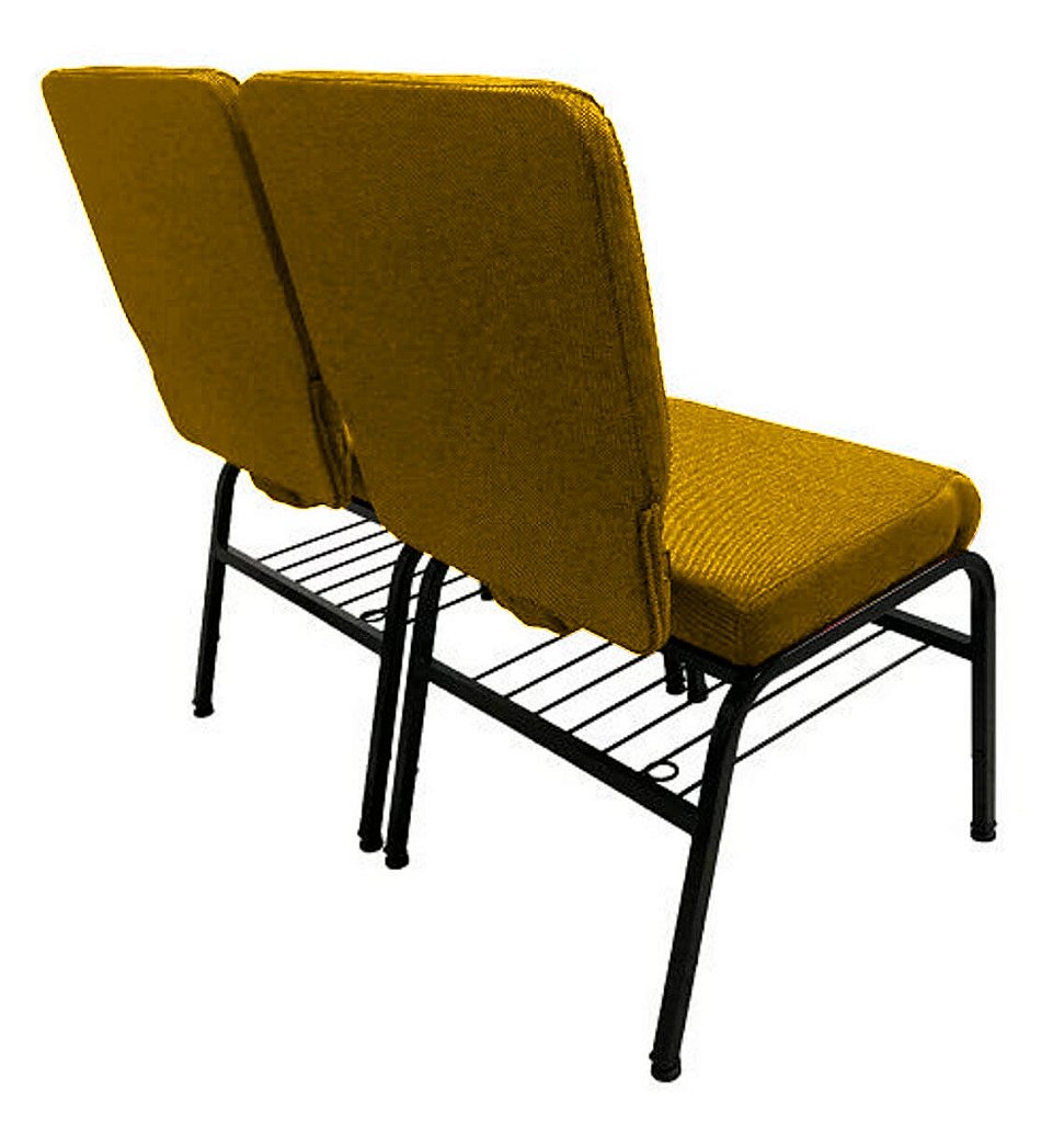02 Cadeiras para Igrejas c/ Porta Biblía e Porta Cálice Amarelo