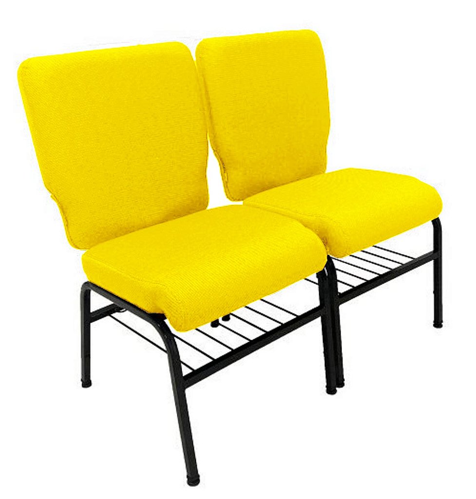 02 Cadeiras para Igrejas c/ Porta Biblía e Porta Cálice Amarelo