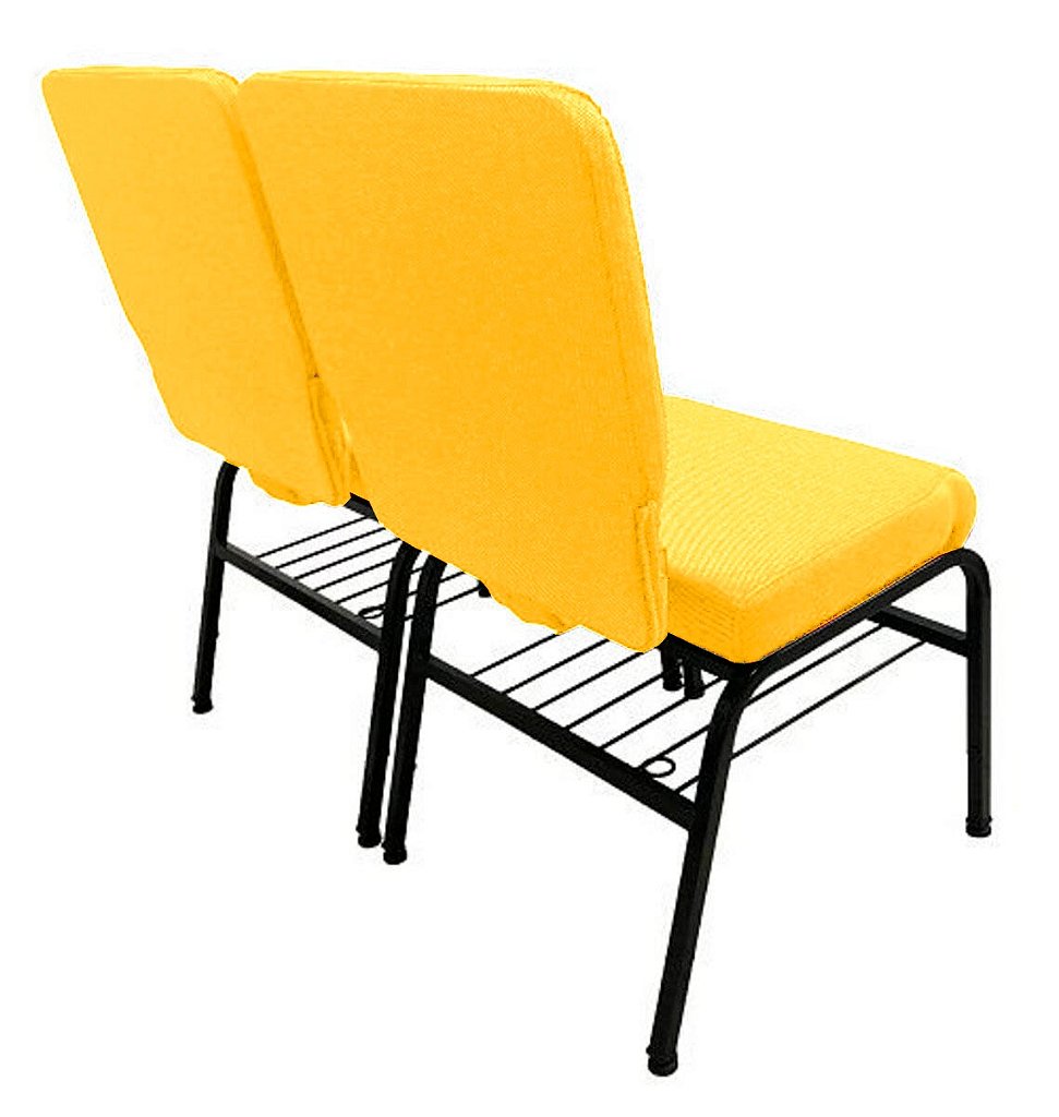 02 Cadeiras para Igrejas c/ Porta Biblía e Porta Cálice Amarelo