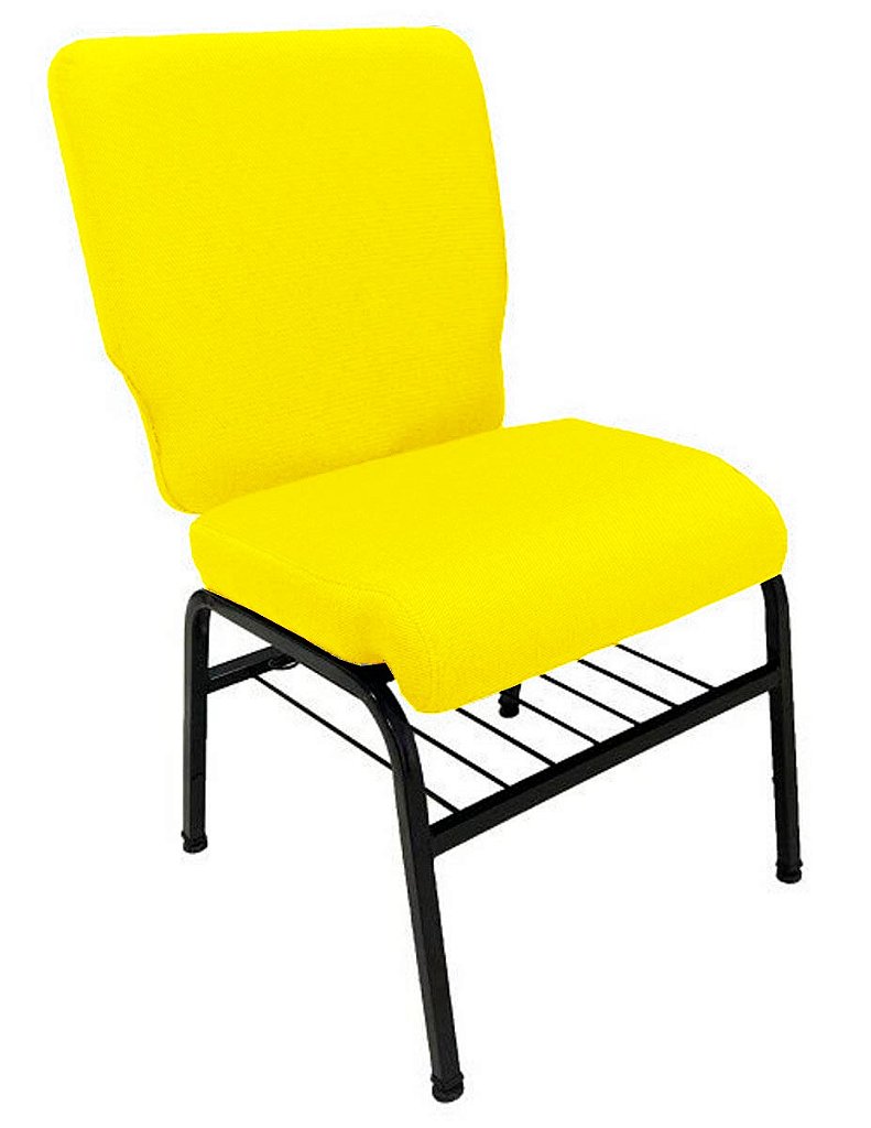 02 Cadeiras para Igrejas c/ Porta Biblía e Porta Cálice Amarelo