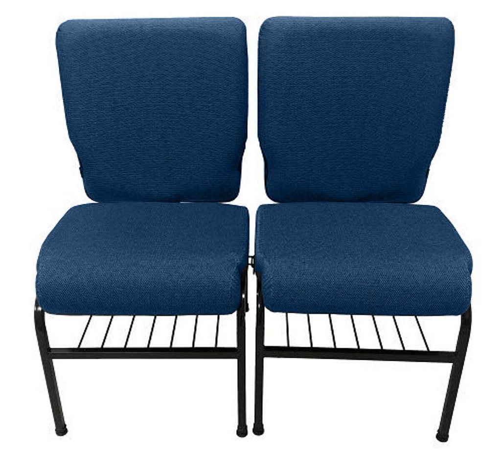 02 Cadeiras para Igrejas c/ Porta Biblía e Porta Cálice Azul