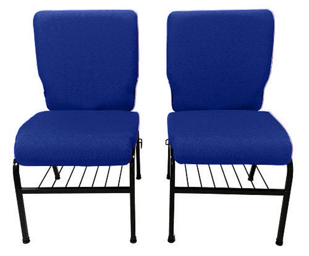 02 Cadeiras para Igrejas c/ Porta Biblía e Porta Cálice Azul