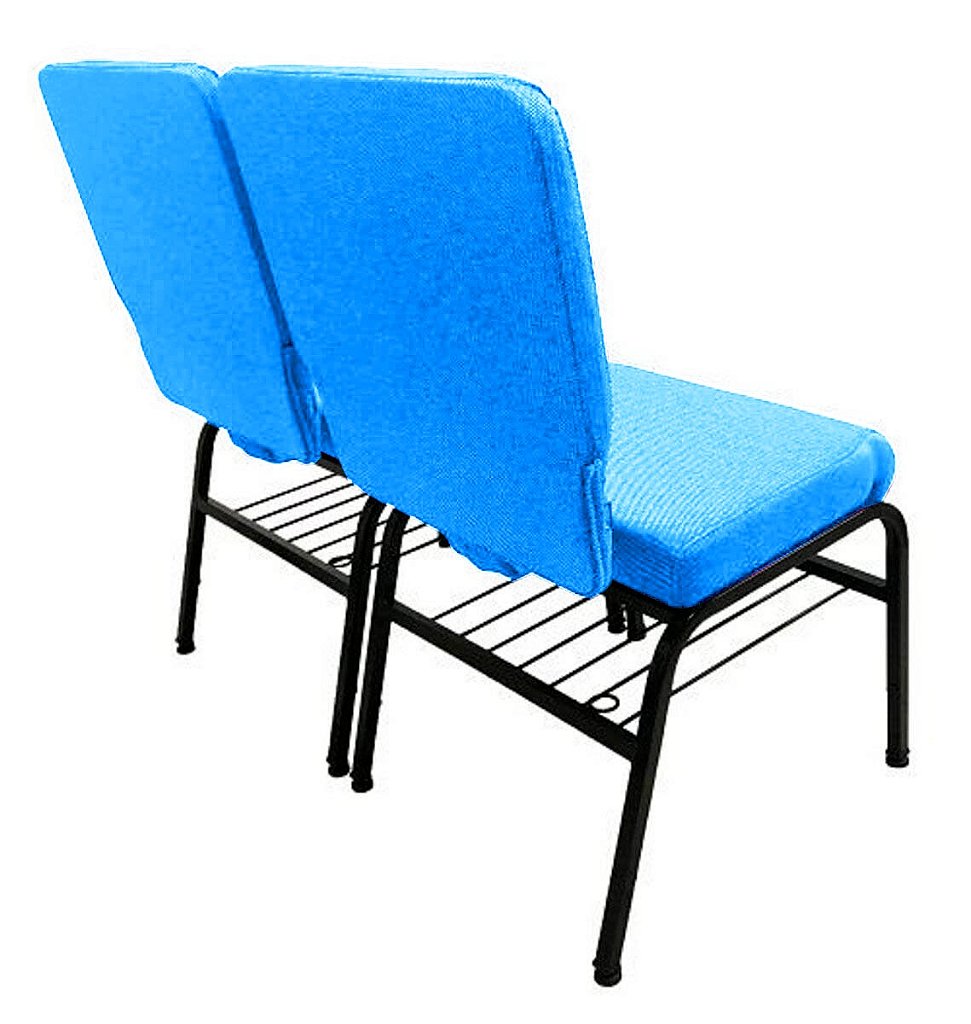 02 Cadeiras para Igrejas c/ Porta Biblía e Porta Cálice Azul