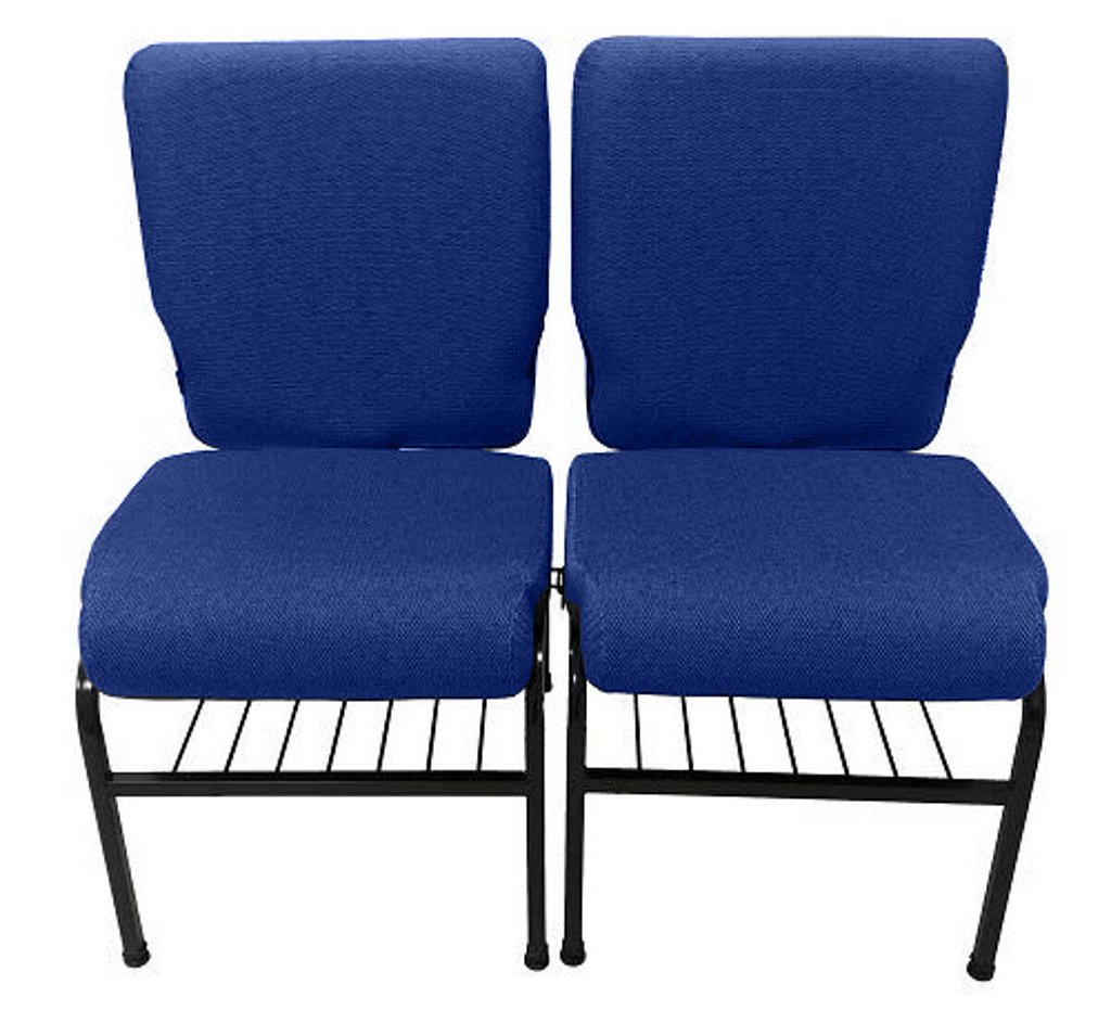 02 Cadeiras para Igrejas c/ Porta Biblía e Porta Cálice Azul