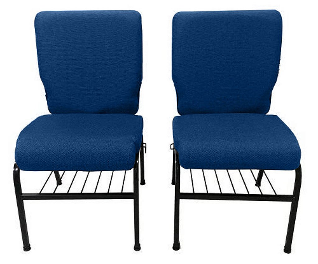 02 Cadeiras para Igrejas c/ Porta Biblía e Porta Cálice Azul