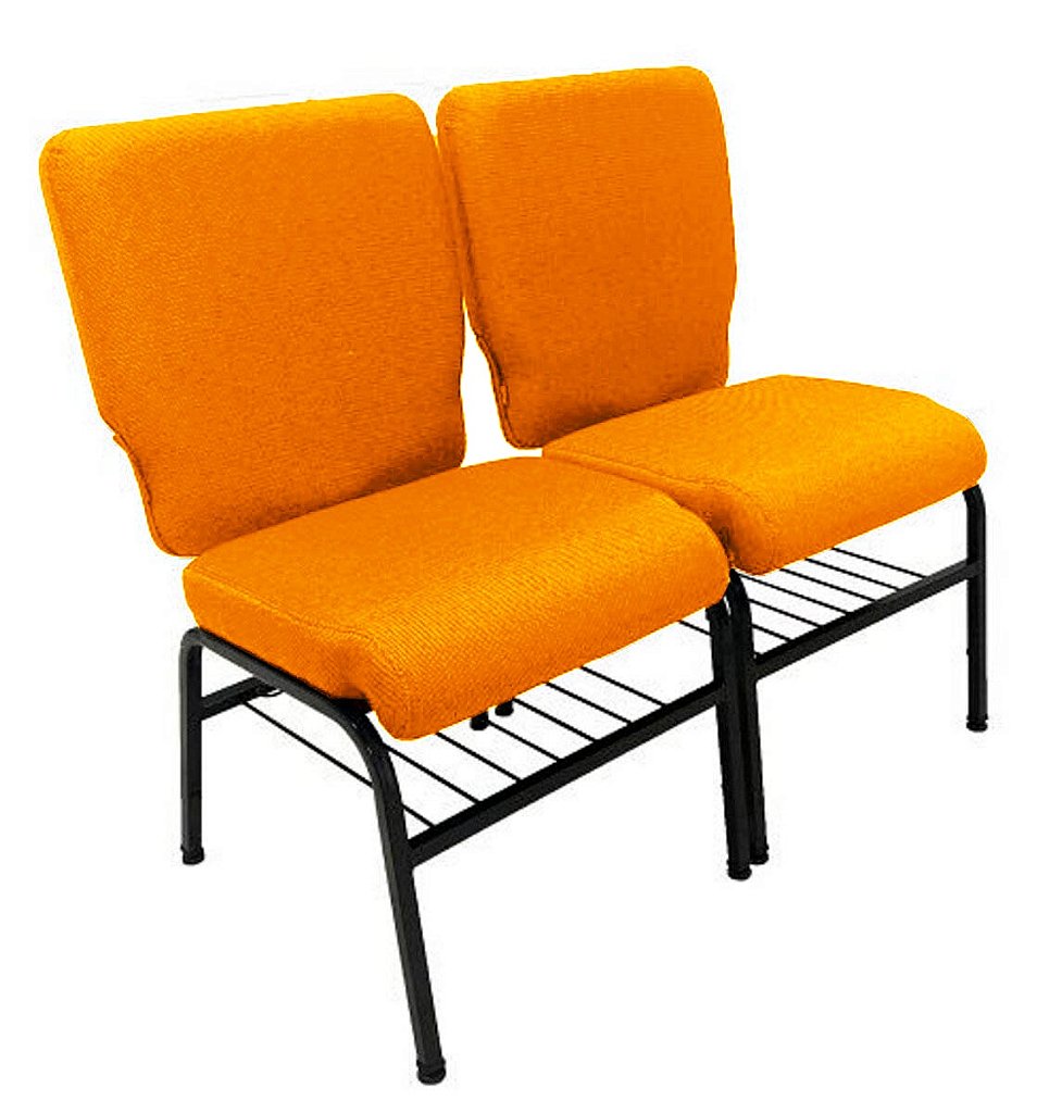 02 Cadeiras para Igrejas c/ Porta Biblía e Porta Cálice Laranja