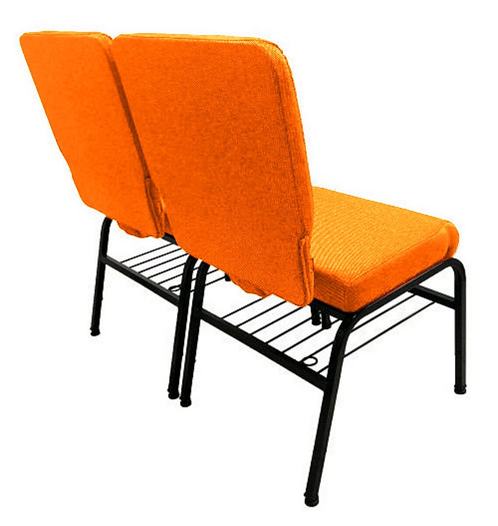 02 Cadeiras para Igrejas c/ Porta Biblía e Porta Cálice Laranja