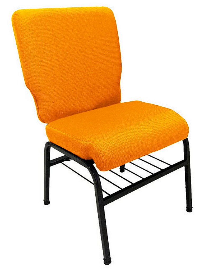 02 Cadeiras para Igrejas c/ Porta Biblía e Porta Cálice Laranja