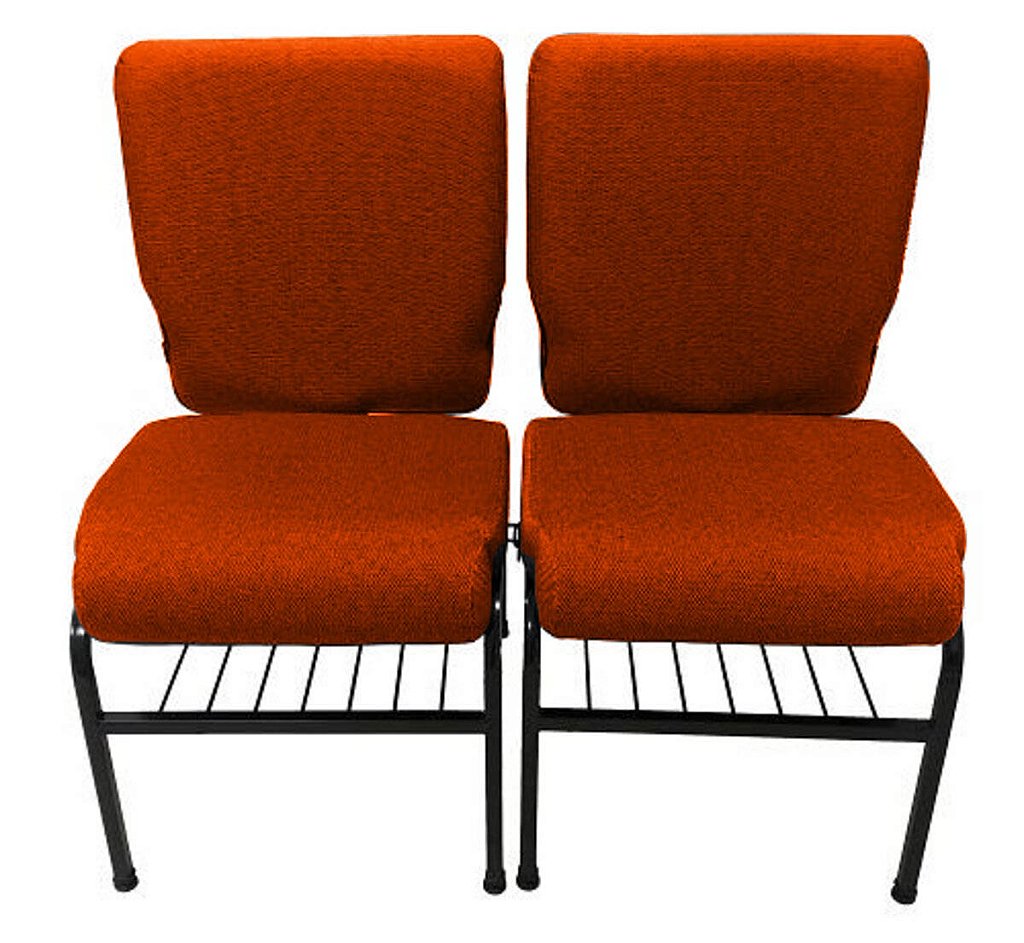 02 Cadeiras para Igrejas c/ Porta Biblía e Porta Cálice Laranja