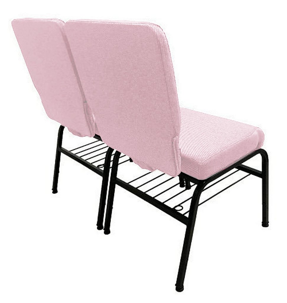 02 Cadeiras para Igrejas c/ Porta Biblía e Porta Cálice Rosa