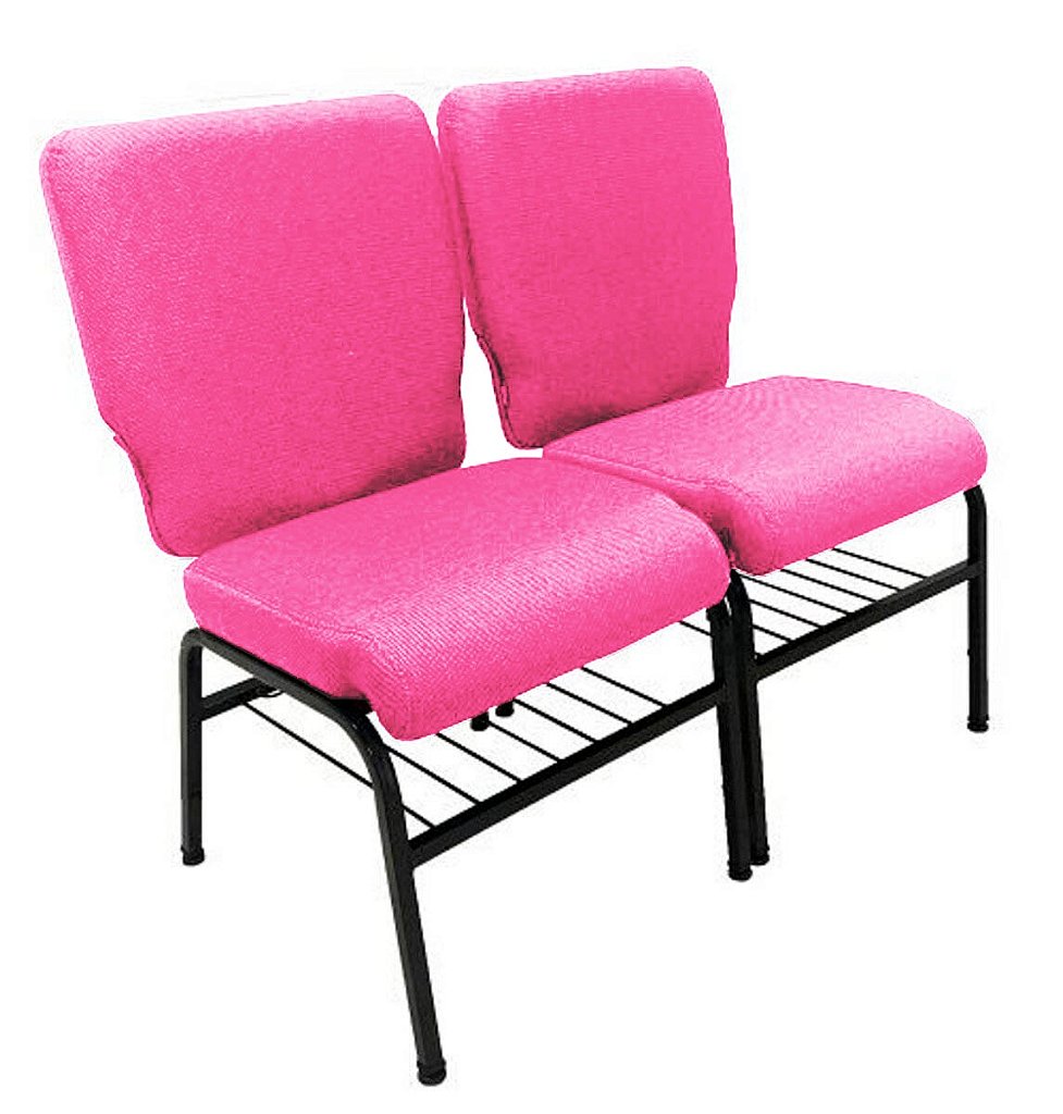 02 Cadeiras para Igrejas c/ Porta Biblía e Porta Cálice Rosa