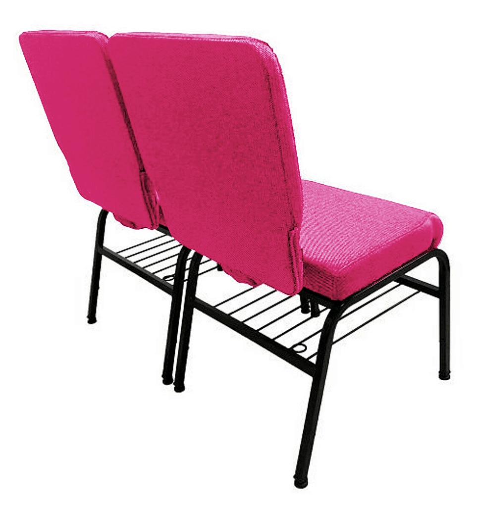 02 Cadeiras para Igrejas c/ Porta Biblía e Porta Cálice Rosa