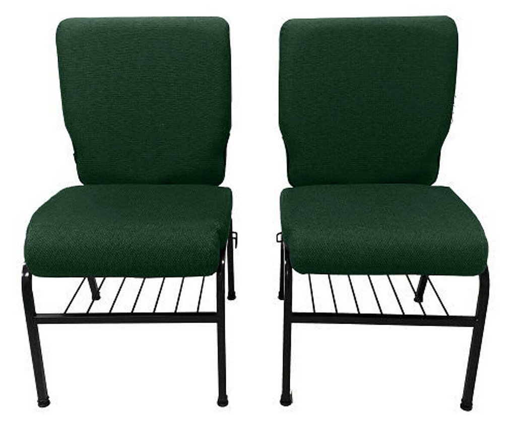 02 Cadeiras para Igrejas c/ Porta Biblía e Porta Cálice Verde