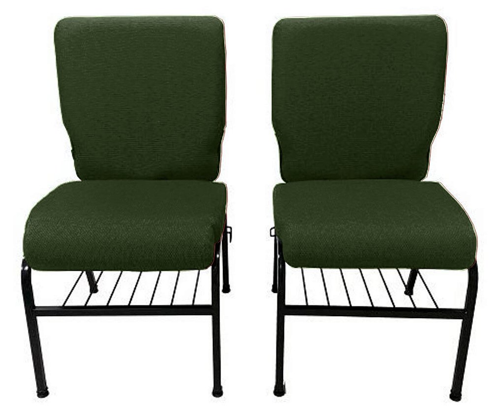02 Cadeiras para Igrejas c/ Porta Biblía e Porta Cálice Verde