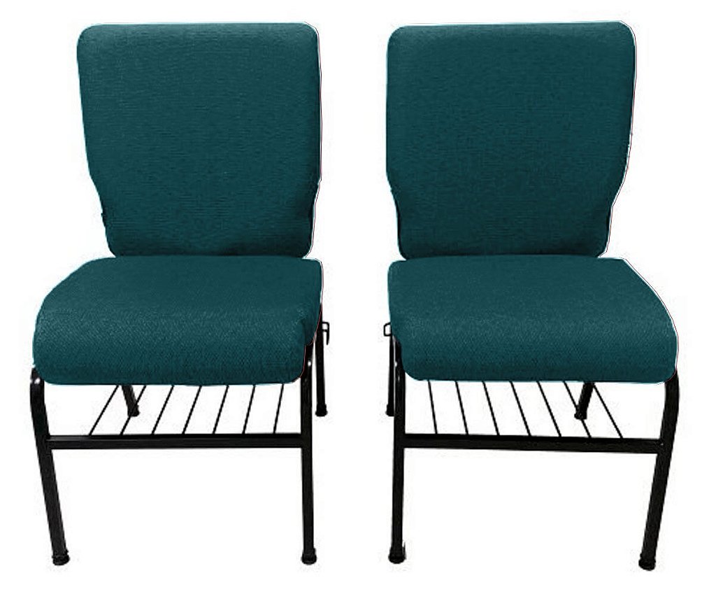 02 Cadeiras para Igrejas c/ Porta Biblía e Porta Cálice Verde