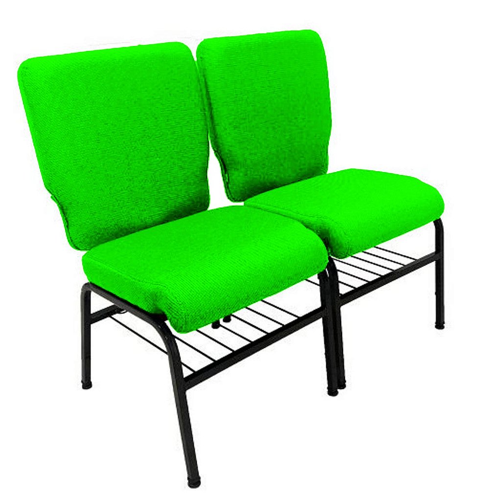 02 Cadeiras para Igrejas c/ Porta Biblía e Porta Cálice Verde