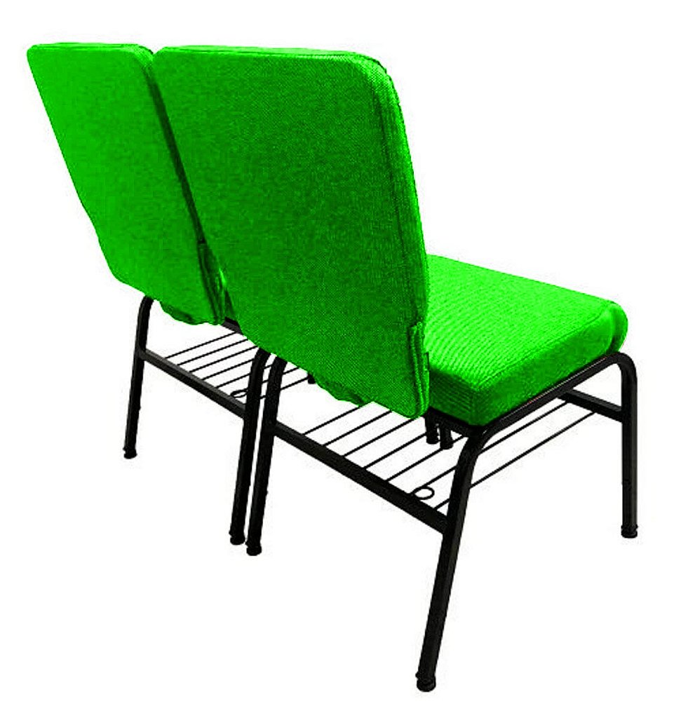 02 Cadeiras para Igrejas c/ Porta Biblía e Porta Cálice Verde