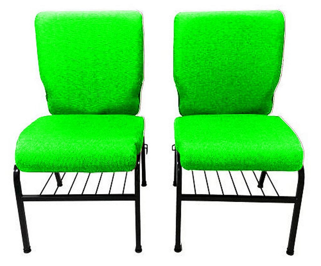 02 Cadeiras para Igrejas c/ Porta Biblía e Porta Cálice Verde