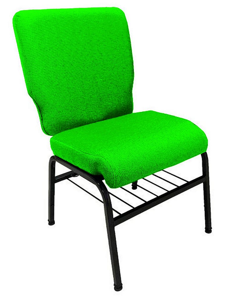 02 Cadeiras para Igrejas c/ Porta Biblía e Porta Cálice Verde