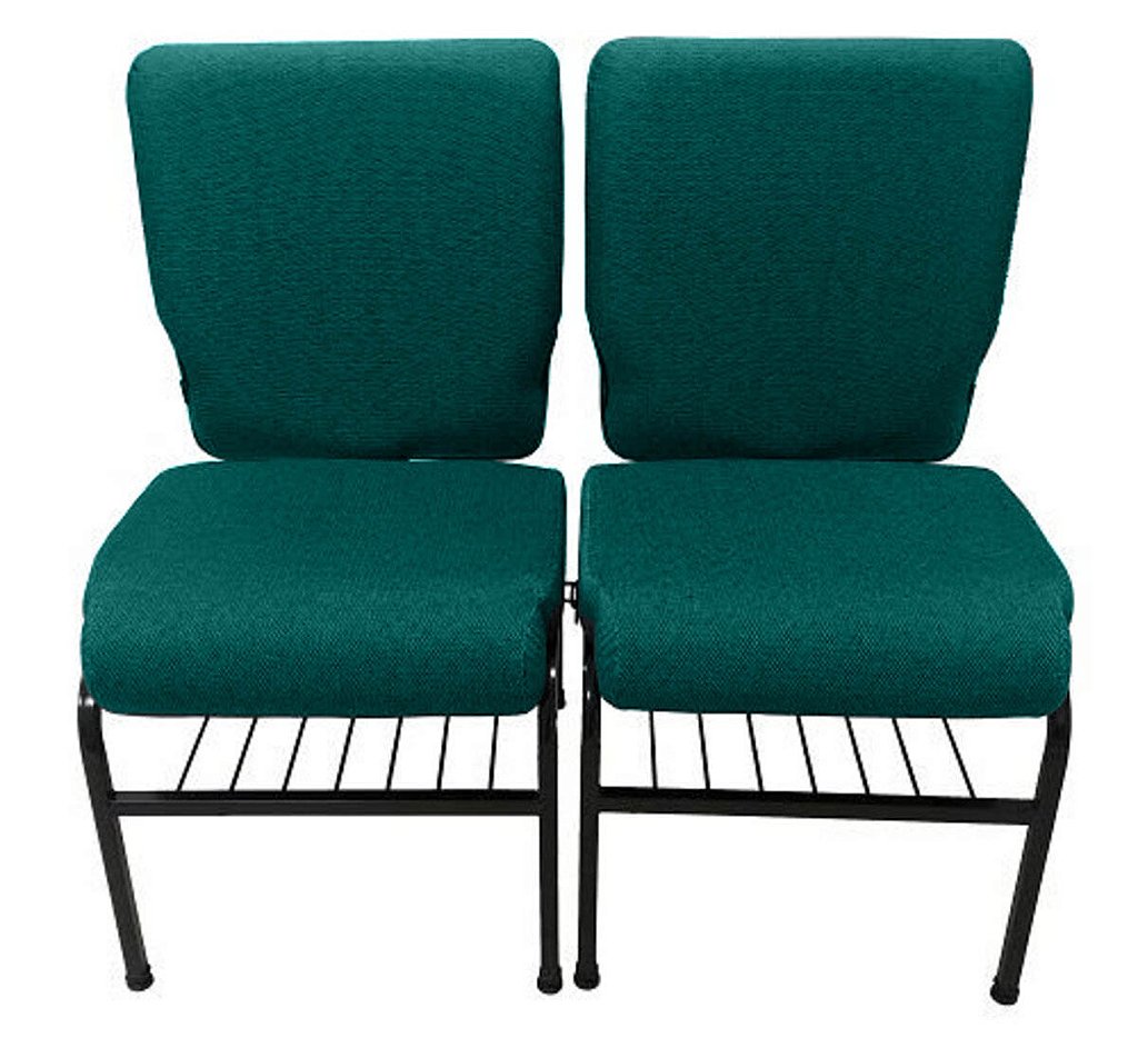 02 Cadeiras para Igrejas c/ Porta Biblía e Porta Cálice Verde