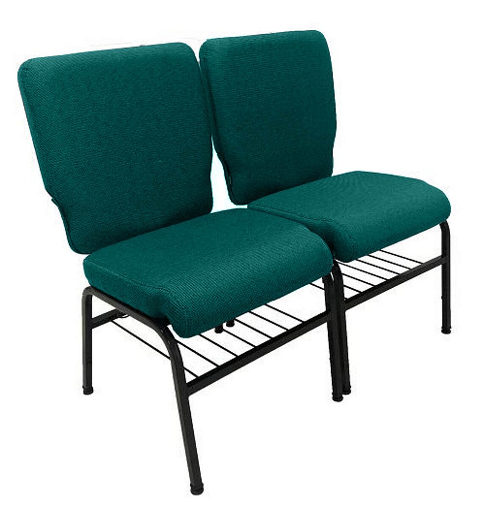 02 Cadeiras para Igrejas c/ Porta Biblía e Porta Cálice Verde