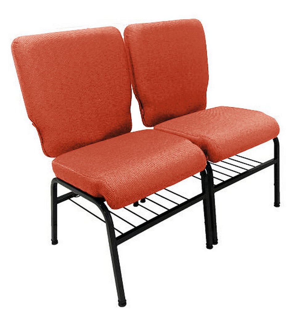 02 Cadeiras para Igrejas c/ Porta Biblía e Porta Cálice Vermelho