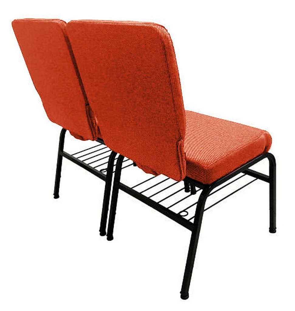 02 Cadeiras para Igrejas c/ Porta Biblía e Porta Cálice Vermelho