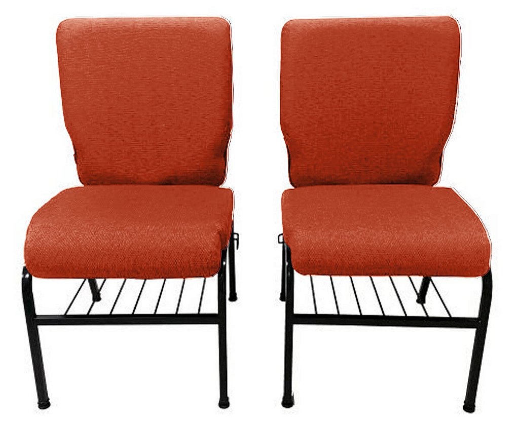02 Cadeiras para Igrejas c/ Porta Biblía e Porta Cálice Vermelho