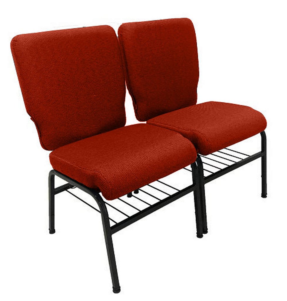 02 Cadeiras para Igrejas c/ Porta Biblía e Porta Cálice Vermelho
