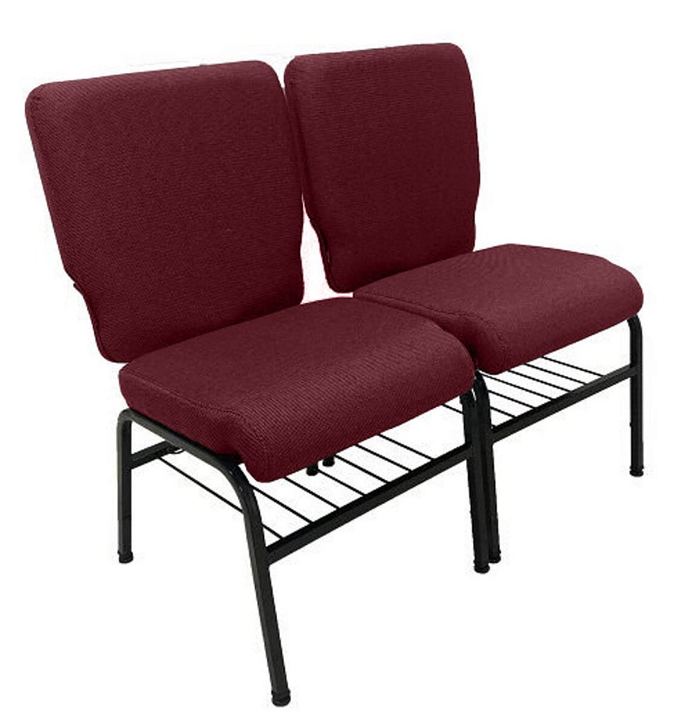 02 Cadeiras para Igrejas c/ Porta Biblía e Porta Cálice Vermelho