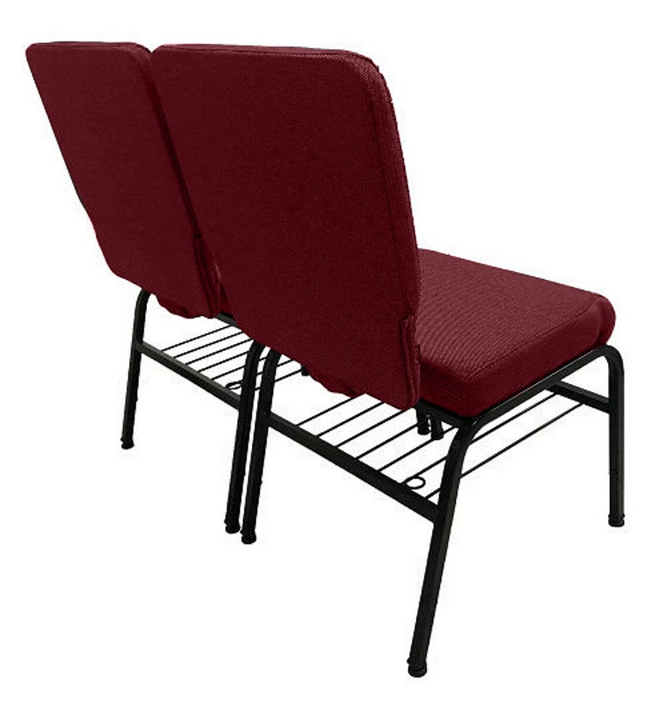 02 Cadeiras para Igrejas c/ Porta Biblía e Porta Cálice Vermelho