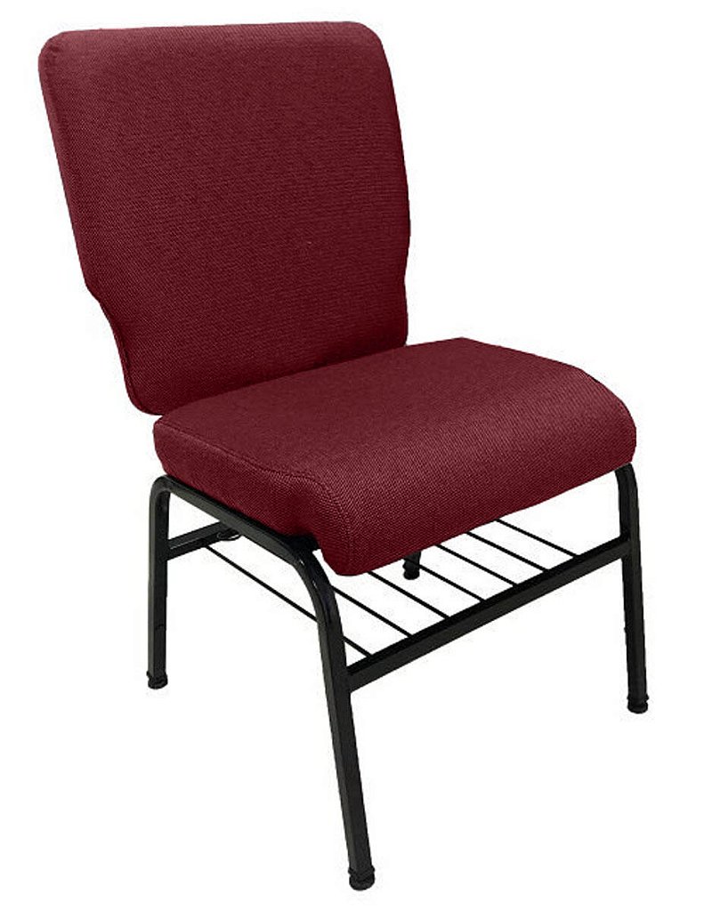 02 Cadeiras para Igrejas c/ Porta Biblía e Porta Cálice Vermelho