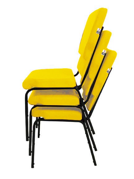 03 Cadeiras Empilhável para Igrejas Evangélicas Linha Church Amarelo