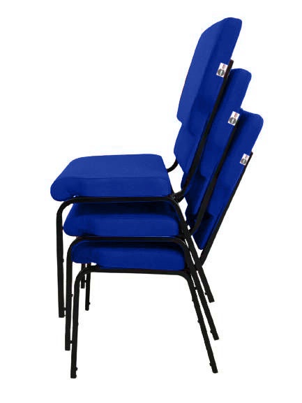 03 Cadeiras Empilhável para Igrejas Evangélicas Linha Church Azul