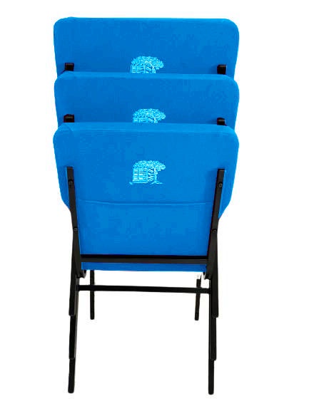 03 Cadeiras Empilhável para Igrejas Evangélicas Linha Church Azul