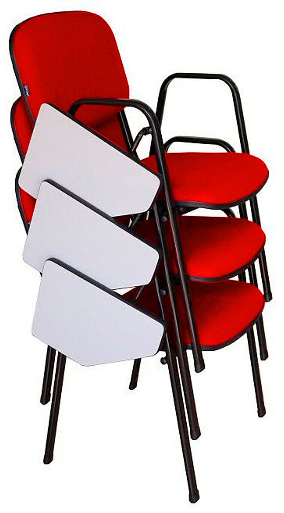 03 Cadeiras Escolar Universitária Linha Hotel Auditório Vermelho