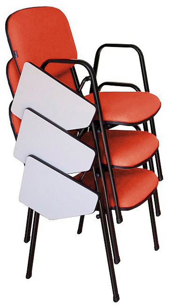 03 Cadeiras Escolar Universitária Linha Hotel Auditório Vermelho