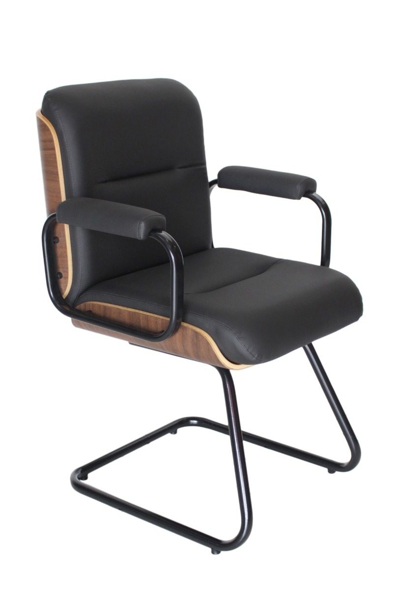 Cadeira Eames Diretor Fixa Linha Capa em Madeira Preto
