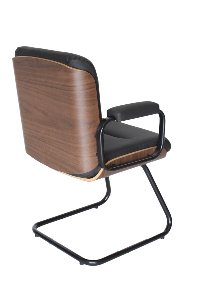 Cadeira Eames Diretor Fixa Linha Capa em Madeira Preto