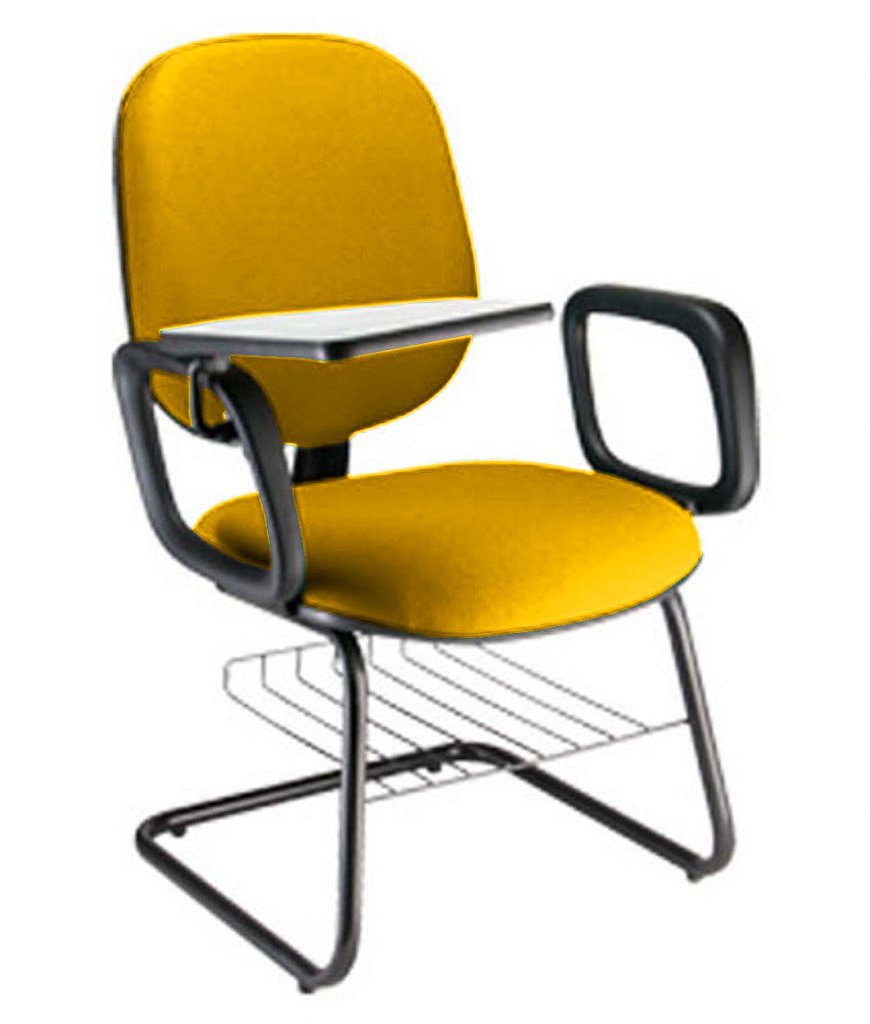 Cadeira Escolar Universitária com prancheta para Escolas Linha Uno Amarelo