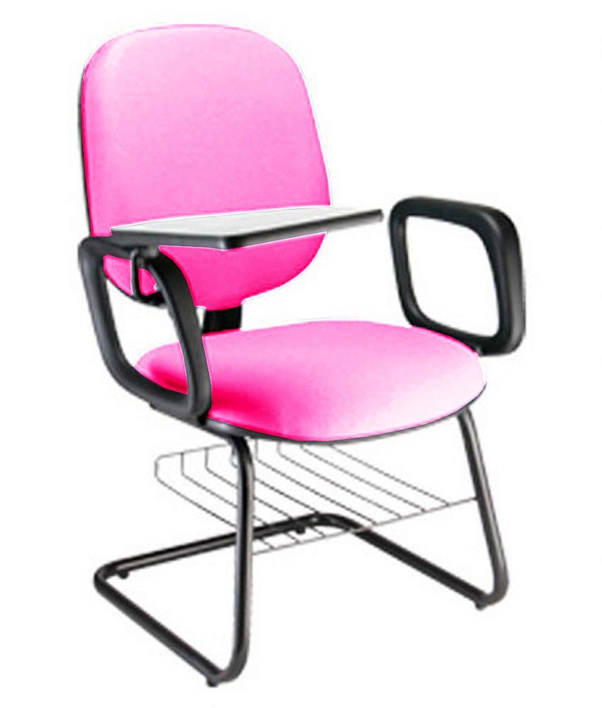 Cadeira Escolar Universitária com prancheta para Escolas Linha Uno Rosa