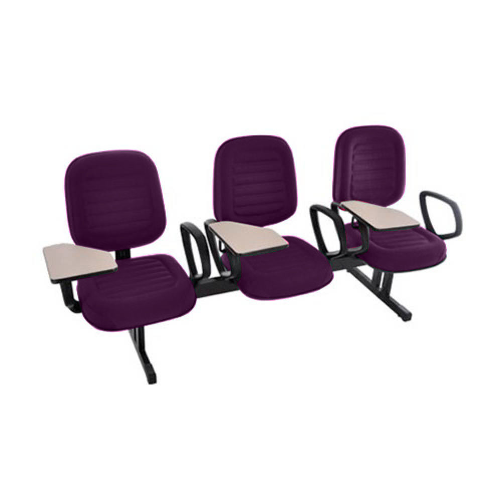 Cadeira Escolar Universitária em Longarina com prancheta  para Escolas e Faculdades Linha Blenda Roxo