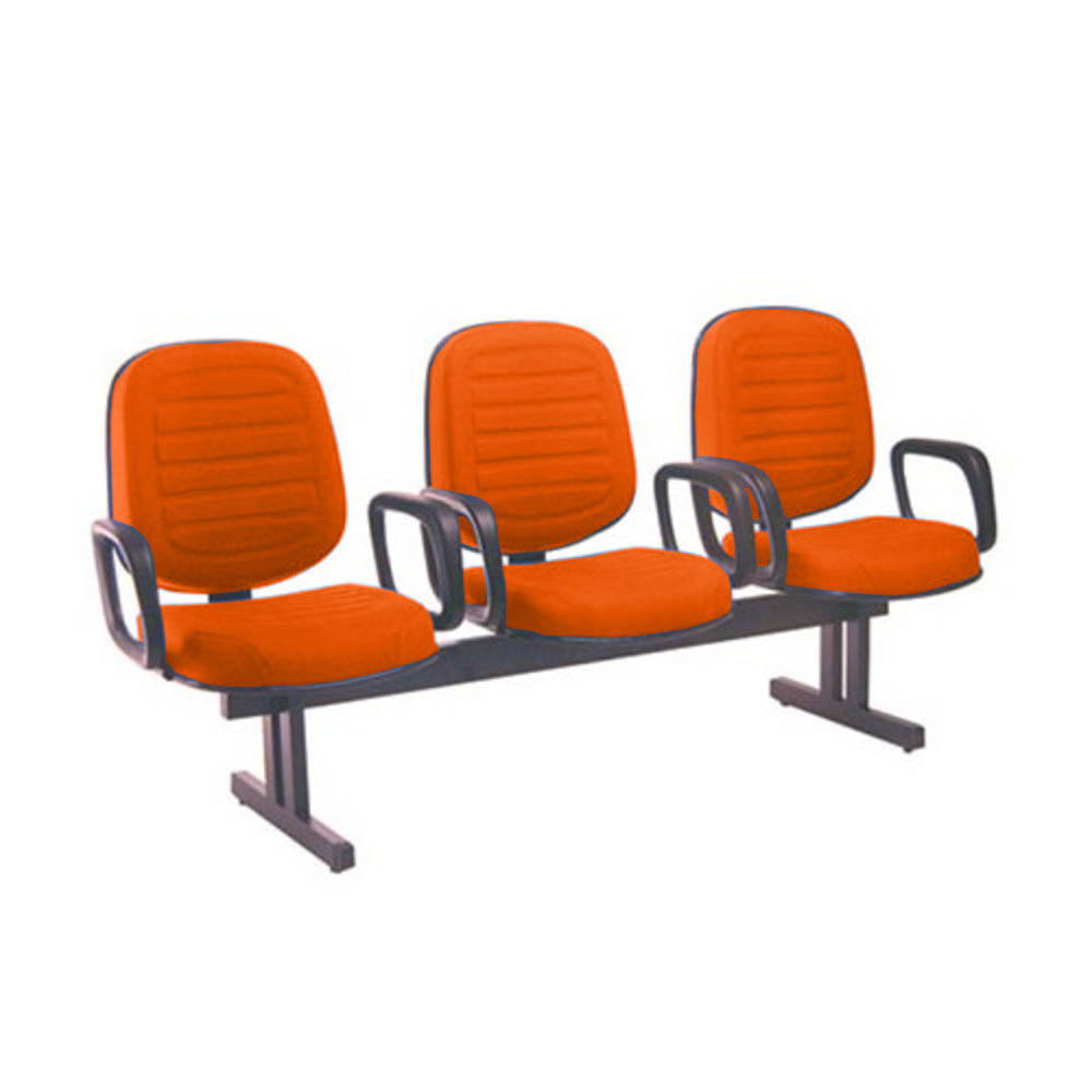 Cadeira para Igrejas Evangélicas  em Longarina com 03 lugares Linha Blenda Laranja